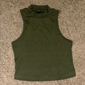 Olive Green Sleeveless Women's Crop Top SHEIN